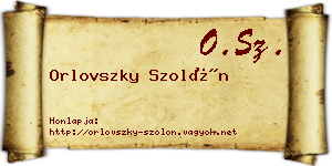 Orlovszky Szolón névjegykártya